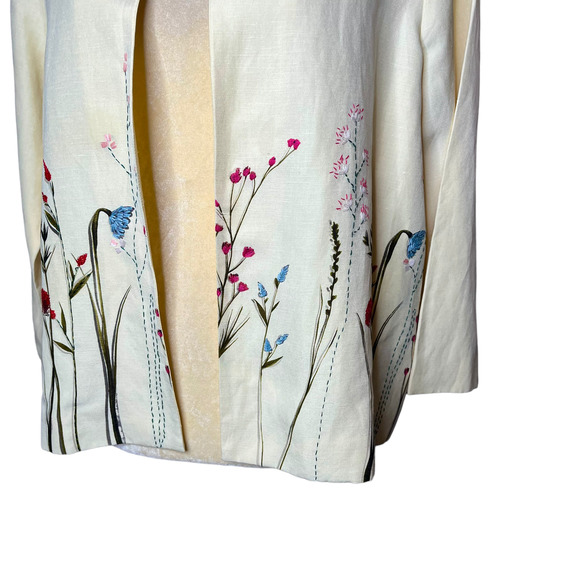 Laura Ashley Floral Embroidered Silk Dress Jacket Fancy Size US 12 - Picture 2 of 10